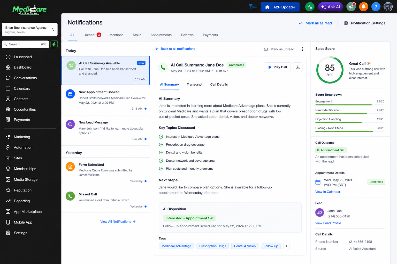 Notifications & AI call summaries